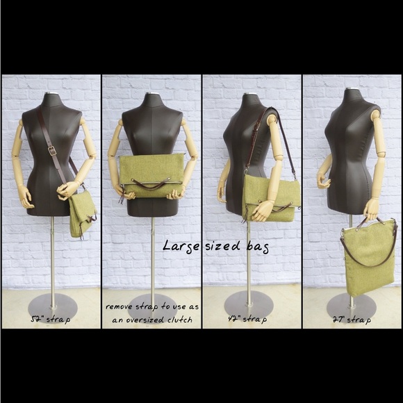 Handmade Convertible Waxed Canvas Tote with Leather Strap in Avocado Green - Picture 11 of 11